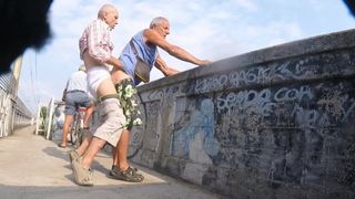 Grandpa cruising and getting fucked outdoors