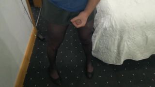 Horny boy Cums In School Skirt Tights & Tights