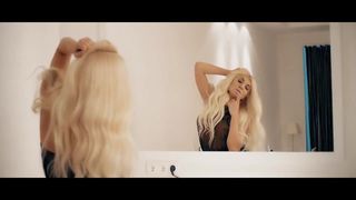 Sexy blonde lingerie shemale