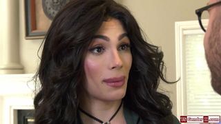 Small tits tgirl Ariel Demure facefucks and barebacks a guy