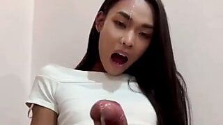 Thai Fembaby shoots load across her face